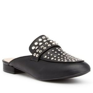 CHASE + CHLOE Black Studded Mules